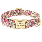Nylon Floral Personalized Dog Collar Free Engraved Custom Pet Name Durable S M L