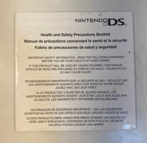 Folleto de Precauciones de Salud y Seguridad de Nintendo DS EE. UU. Reemplazo original FABRICANTE DE EQUIPOS ORIGINALES - Imagen 1 de 2