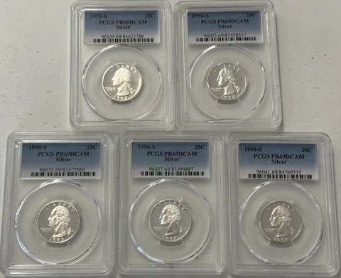 LOT OF 5 | PCGS PR69 DCAM SILVER WASHINGTON QUARTERS (SEE DESCRIPTION) Cover