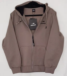 NWT Eider Thick Zipper Sweatshirt Men's Medium Drk Beige Blk Velvet Hood Lining  - Picture 1 of 10