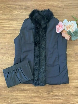 Weatherproof Women’s Faux Fur Quilted Puffer Full Zip Vest Black Size M Pockets - Image 1 of 4