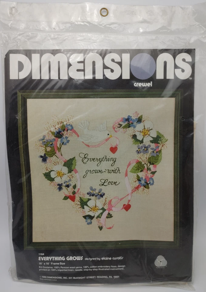 Dimensions Crewel Everything Grows With Love 16x16 Linen Kit 1164