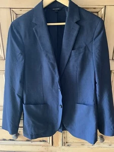 Banana Republic Blue Black Check Slim Fit Unlined Unstructured Sport Coat  38 R - Picture 1 of 14
