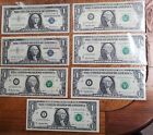 7 x $1 One Dollar Bill Star Note Collection 1957 & 1995