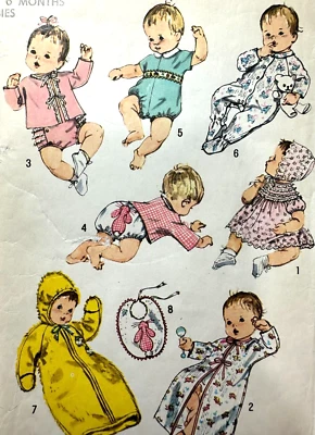 Vintage 1970s Baby Wardobe DRESS Onsie Bunting Sleeper Simplicity 9761 Sz 6 M - Image 1 of 4