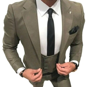 Designer Business Verde Oliva Abito Maschile Giacca Gilet Pantalone Arredata - Foto 1 di 2