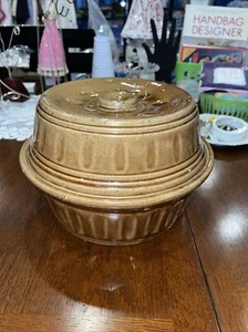 Vintage 2 Quart braune Glasur Bohnentopf Topf Steinzeug Dutch Oven markiert USA - Bild 1 von 7