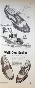 1951 Walk Over Koolies Shoes Vintage 50s Print Ad Belmar Broadway Tropical Mesh - Picture 1 of 1