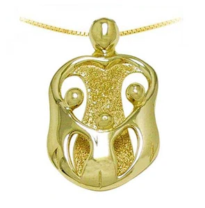 Loving Family Necklace 14K Yellow GOLD Mother & 3 Children Pendant Jewelry - Picture 1 of 4