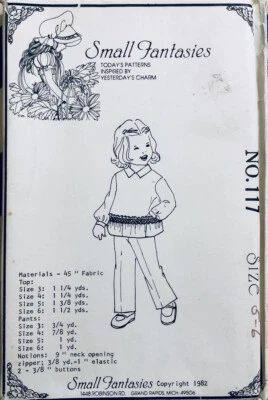 Small Fantasies Sewing & Smocking Pattern: Girls Smocked Top & Pants | Size 5-6 - Image 1 of 2
