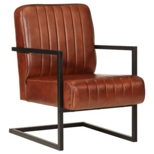 Sofa Chair Brown Real Leather - Picture 1 of 9