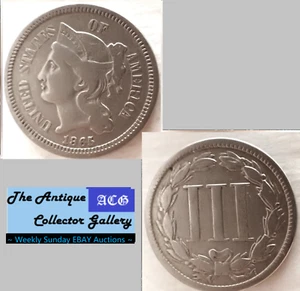 1865 US Phila Mint Copper-Nickel Three Cent Piece🪙Civil War Era🪙 - Picture 1 of 6