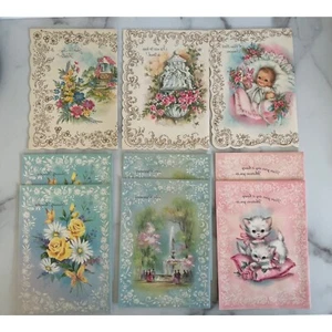9 tarjetas de felicitación vintage sin usar 5 sobres - Imagen 1 de 7
