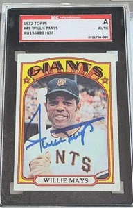 WILLIE MAYS VINTAGE SIGNIERT 1972 TOPPS KARTE #49 GIANTS HOF SGC BEAUTY - Bild 1 von 2