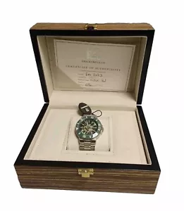 MENS DESCHAMPS & CO AUTOMATIC WATCH GREEN SKELETON DIAL STAINLESS STEEL STRAP - Picture 1 of 3
