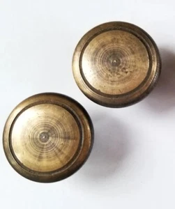 2 Solid Brass Cabinet Cupboard Drawer Round Knobs Pull Handle 1-3/16" dia. #K21 - Picture 1 of 8