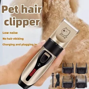 Cat Dog Pet Clippers Hair Electric Clipper Grooming Trimmer Shaver Cordless Kit - Picture 1 of 7