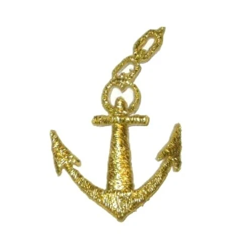 IRON ON PATCH APPLIQUE - METALLIC GOLD ANCHOR WITH CHAIN - Image 1 of 1