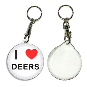 Schlüsselanhänger Hirsche I Love Herz rund Knopf Anstecker (55 mm) - Bild 1 von 2