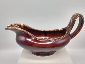 Hull Large Gravy Boat Vintage Brown Drip USA Oven Proof 10 inches 16 oz - Picture 1 of 8