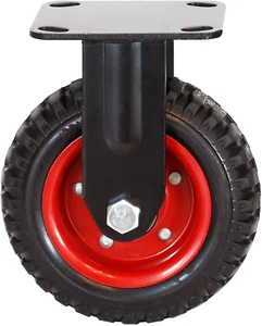 6 Inch Heavy Duty Fixed Caster Wheels, Pneumatic Plate Casters with Rubber Knobb - Picture 1 of 12