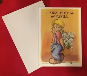 Tarjeta de felicitación traviesa humor divertido broma sarcástica pensando en ti - Imagen 1 de 2