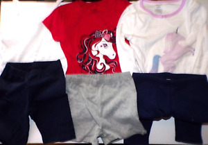 6ct GIRL 5t,5/6,6 Place redT &long/s Unicorn tops, 2 shorts & pants,bow tank R1