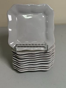 SET OF 10 POTTERY BARN CAMBRIA APPETIZER GRAY PLATES HANDCRAFTED IN PORTUGAL - Picture 1 of 2