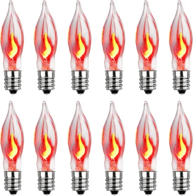 Christmas Flicker Flame Light Bulbs, 12 Pack C7 Crystal Clear Flickering Light B - Image 1 of 4