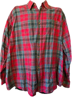 Greatland Apparel Green Plaid Long Sleeve Flannel Button Shirt Men's Size 2XL - Image 1 of 4
