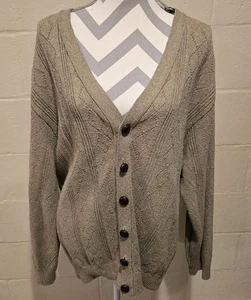 OSCAR DE LA RENTA Baumwoll Strick Cardigan Knopfleiste Natur Pullover Herren XL. - Bild 1 von 12