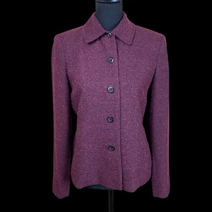 VTG Casual Corner Purple Tweed Button Front Lined Blazer Jacket size Small - Picture 1 of 13