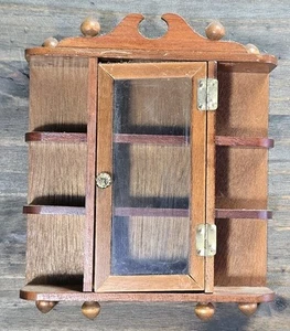 Vtg Miniature Wood Display Small Cupboard Cabinet w Door Side Departments 7" - Picture 1 of 19