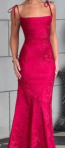 BABY BOO Whitney rot Maxi formell Jacquard Schnürung Rücken Kleid Gr. S 4 kurz - Bild 1 von 3