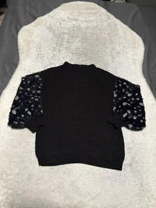 Anthropologie Knitted & Knotted Mock Neck Fuzzy Sleeve Sweater Size Small - Picture 1 of 7