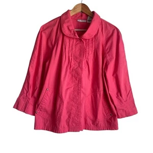 Chaqueta Top Kim Rogers Mujer L Coral Cuello Peter Pan Cierre a Presión Algodón Vibrante - Imagen 1 de 12