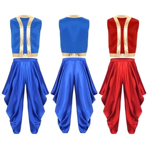 Mens Outfits Arab Arabian Prince Costume 2-piece Suits Loose Cosplay Rave Show - Picture 1 of 37