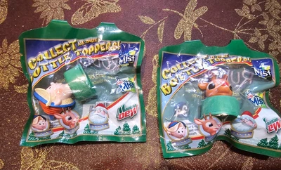 SET OF 2 MOUNTAIN DEW MISFIT TOYS BOTTLE TOPPERS - RUDOLPH & HERMEY ELF - Image 1 of 4