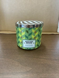 Bath and Body Works Golden Berry Mistelzweig 3-Docht 14,5 Oz. Kerze im Glas - Bild 1 von 4