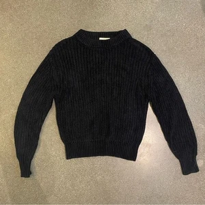 Wilfred Aritzia Women's XXS Chenille Knit Sweater Crewneck Black Comfort - Picture 1 of 7