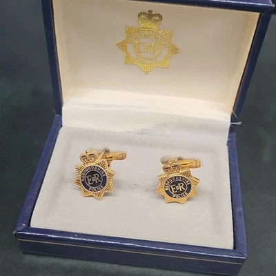 Bedfordshire Police England Gold Toned Cufflinks W Box B383 - Image 1 of 4