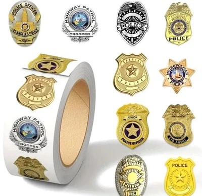 Small 500 Pcs LAW ENFORCEMENT POLICE OFFICER BADGE STICKERS (014) - Image 1 of 4