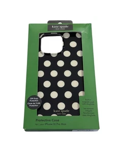D2-O kate spade New York MagSafe Case Apple iPhone 16 Pro Max In Black/Beige Dot - Photo 1 sur 2