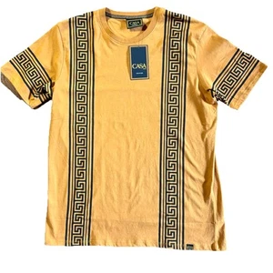 Casa Moda Men’s T-shirt Gold Black luxury, Greek KeyPattern Size Lg. New W/ Tag - Picture 1 of 6