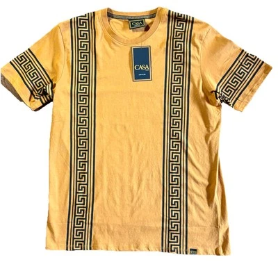 Casa Moda Men’s T-shirt Gold Black luxury, Greek KeyPattern Size Lg. New W/ Tag - Image 1 of 4