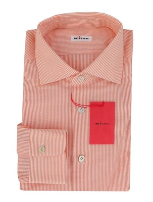 Camisa Kiton laranja listrada mistura de algodão - Fina - 15,75/40 - (KT1130239) - Imagem 1 de 4