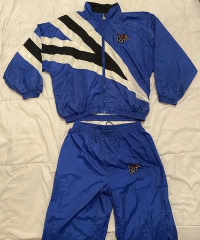 Vintage 90s NG Memphis Tigers Tracksuit Full Zip Jacket & Pants Sz L Blue Men’s Cover