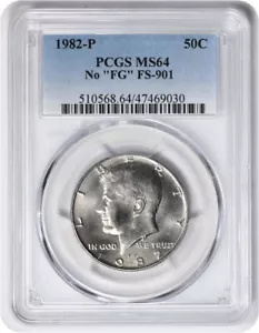1982-P Kennedy halber Dollar Nr. "FG" FS-901 MS64 PCGS" - Bild 1 von 2