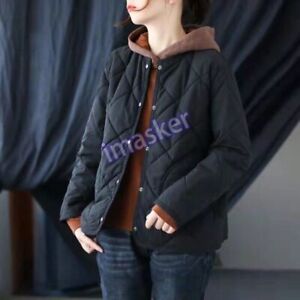 Fashion Korean Loose Round Neck Padded Jacket Winter Quilted Outwear Coat Womens