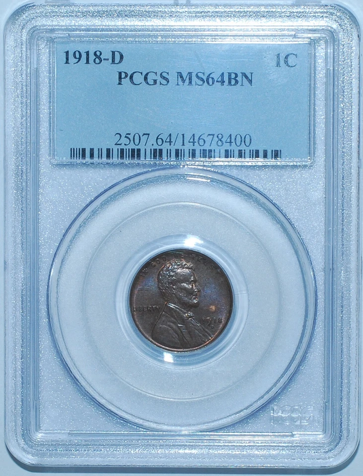 1918 D PCGS MS64BN Brown Lincoln Wheat Cent - Image 1 of 2